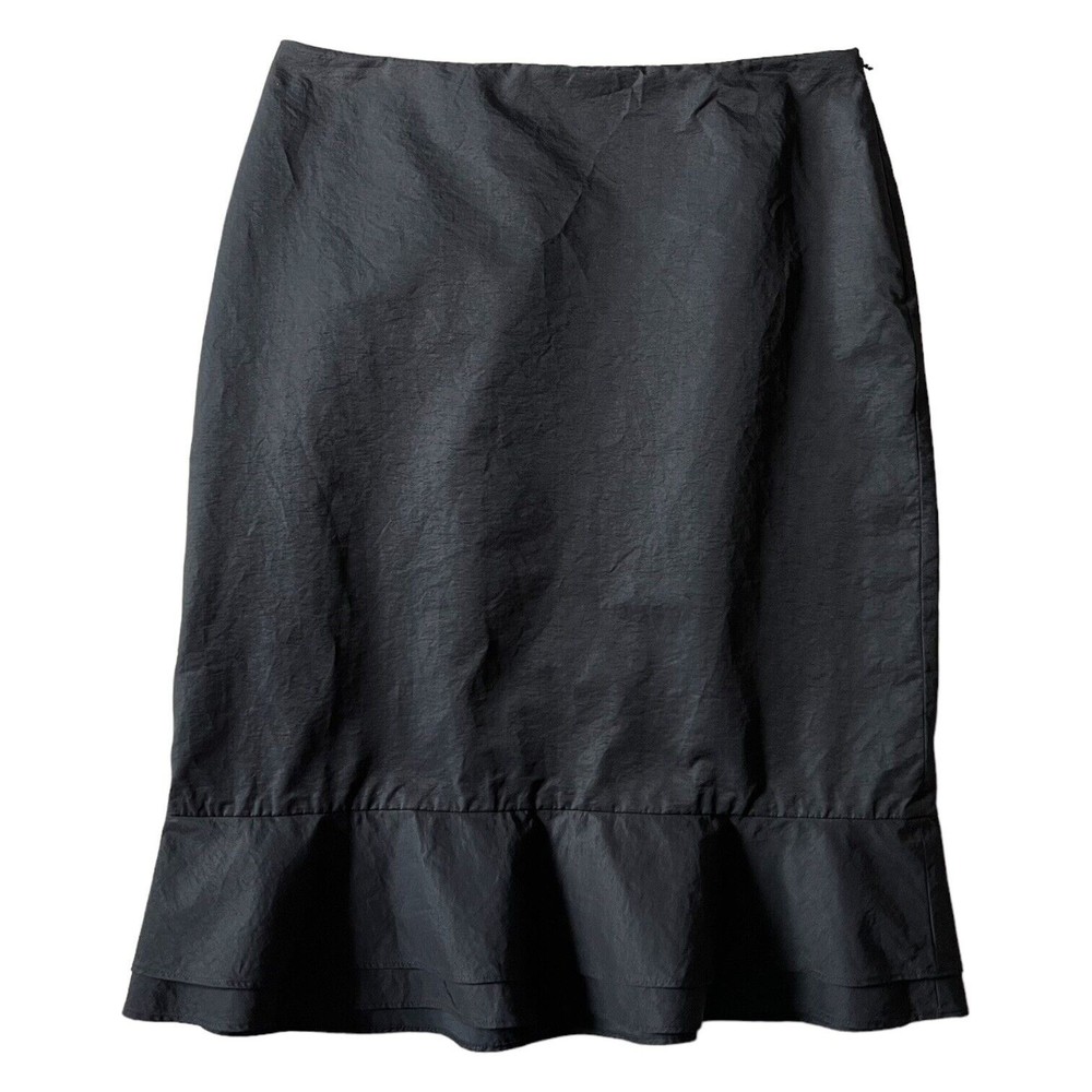 British India Black Skirt Ruffle Bottom Trumpet Style w/ Flounce Women's Size 9